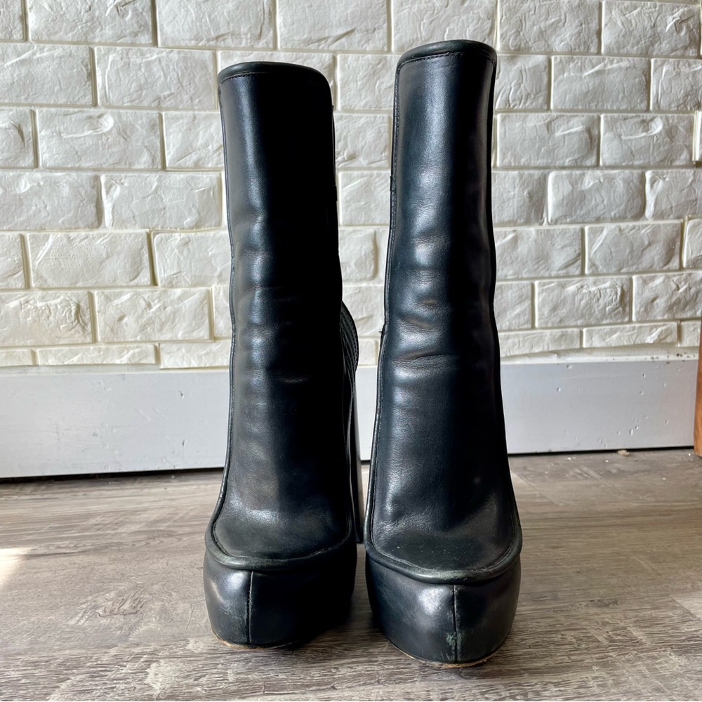 Alexander Wang Addison Platform Black Italian Leather Ankle Boots Size 37 - Picture 6 of 16